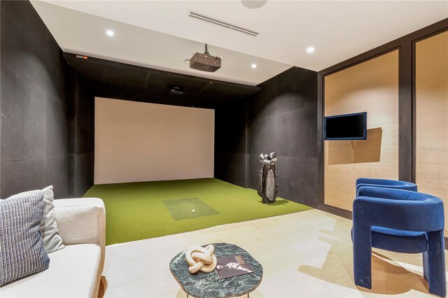 2912 Santiago St Unit 1201, Tampa, FL 33629 - cinema room featuring golf simulator and recessed lighting
