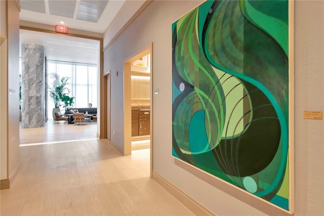 corridor featuring hardwood / wood-style flooring