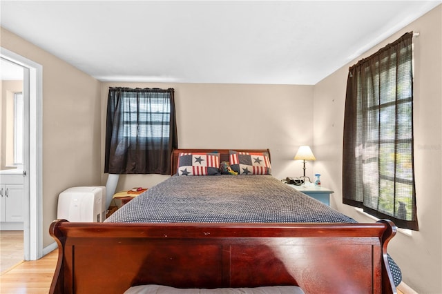 bedroom featuring light hardwood / wood-style floors