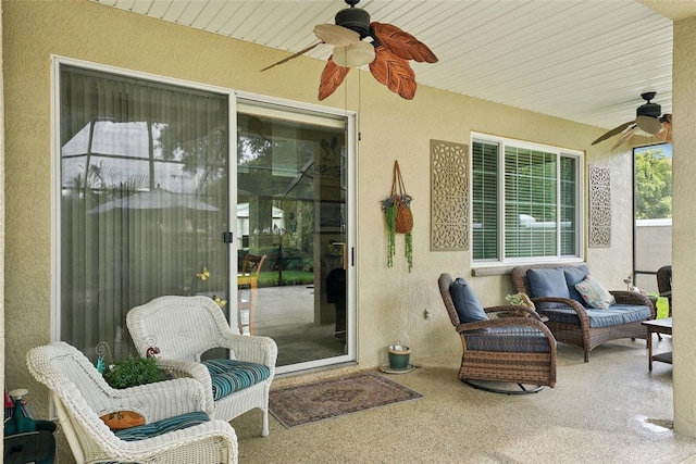 view of patio with ceiling fan