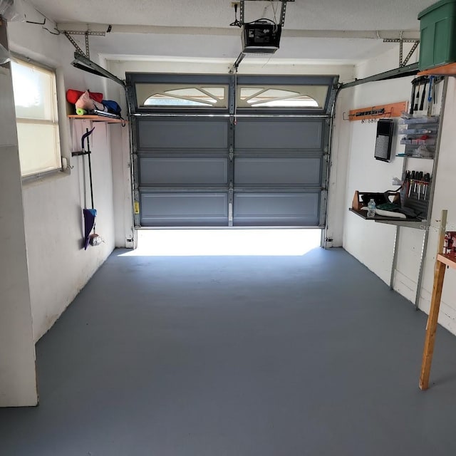 garage with a garage door opener