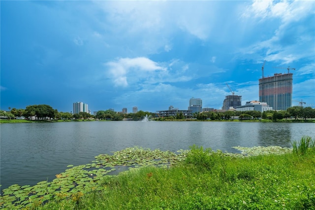 water view featuring a city view