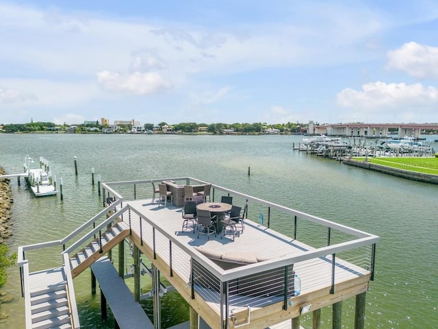 view of dock featuring a water view