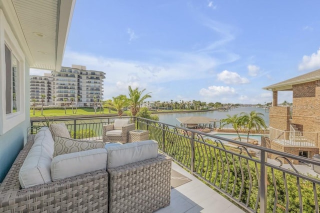 balcony with a water view