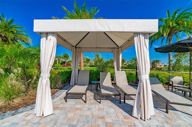 view of patio / terrace featuring a gazebo