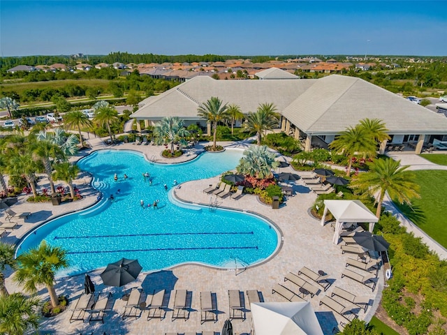 view of pool featuring a patio