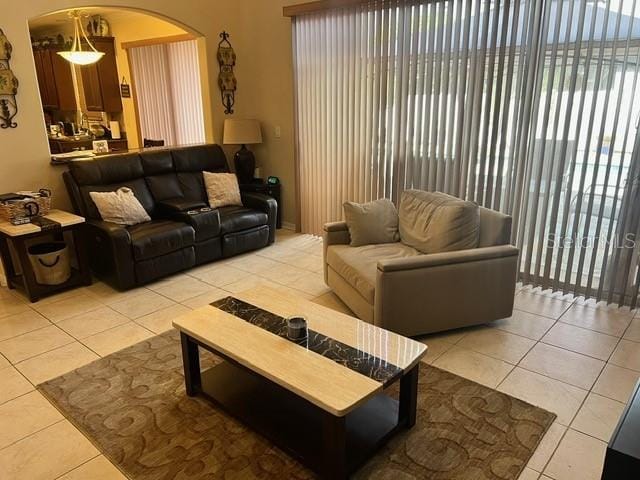 view of tiled living room