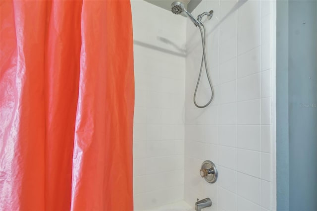 room details with shower / bath combo with shower curtain