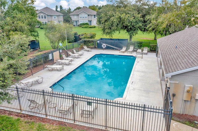 view of pool featuring a patio