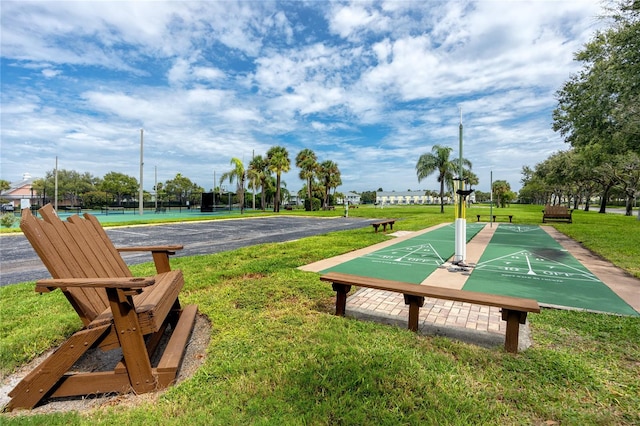 view of community featuring a lawn