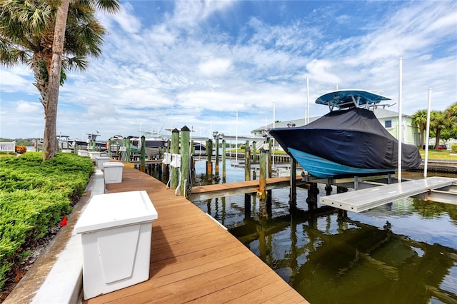 view of dock featuring a water view