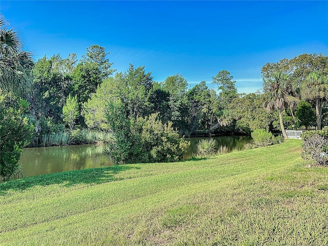 view of yard featuring a water view