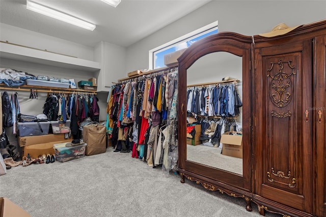 spacious closet with carpet floors