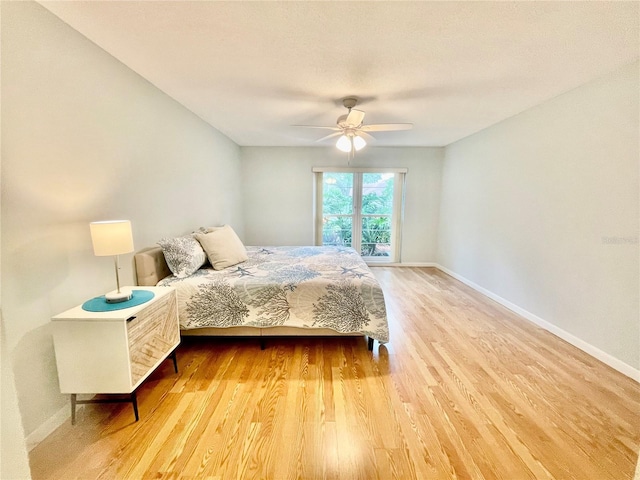 unfurnished bedroom featuring ceiling fan and wood-type flooring