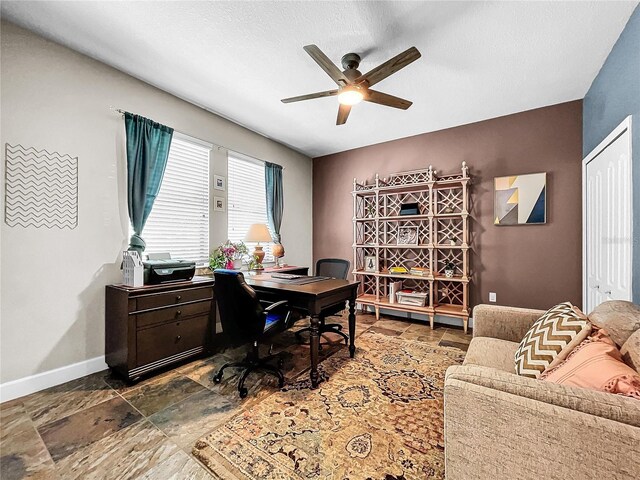 office featuring ceiling fan