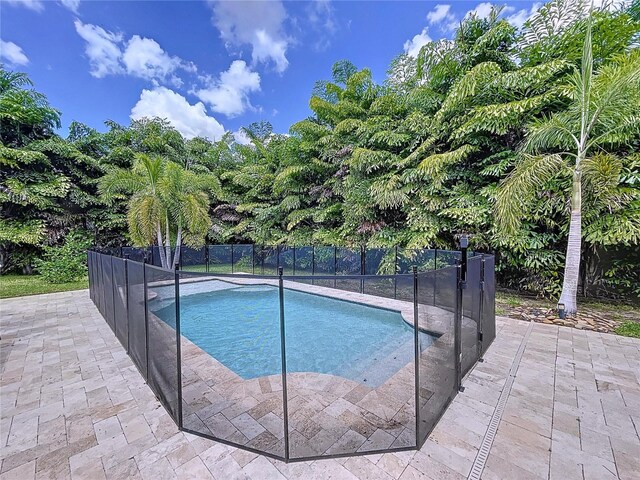 view of swimming pool with a patio