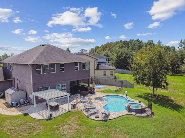 view of pool featuring a yard and a patio area