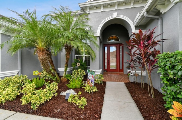 doorway to property featuring french doors