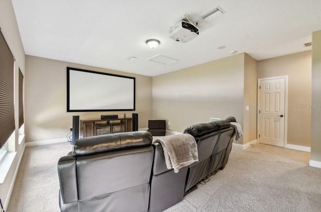 view of carpeted home theater