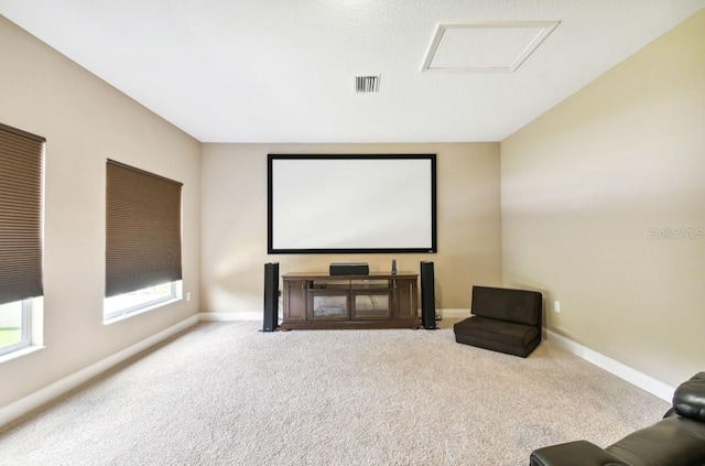 view of carpeted home theater room