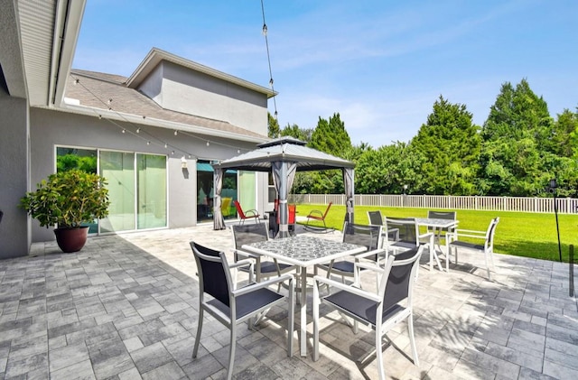 view of patio / terrace featuring a gazebo