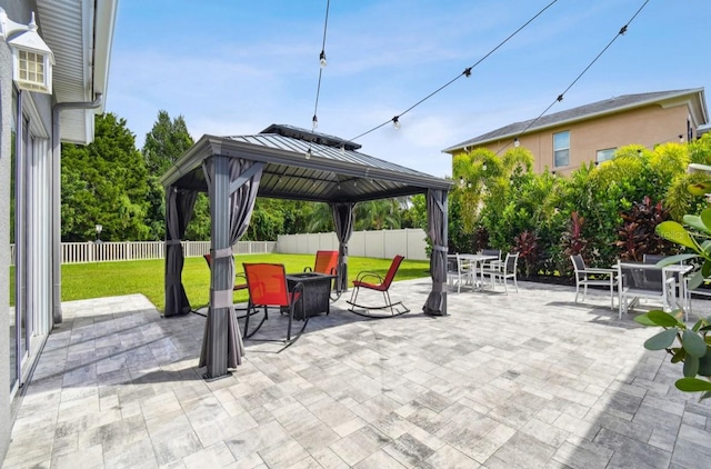 view of patio featuring a gazebo