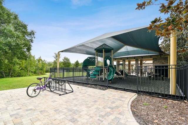 view of patio with a playground