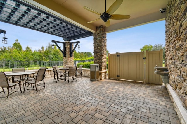 view of patio / terrace featuring ceiling fan