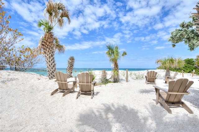 exterior space with a view of the beach