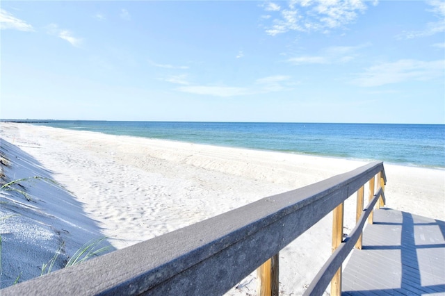 view of water feature with a view of the beach