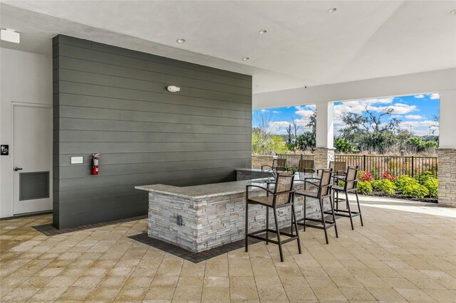 view of patio / terrace featuring a bar