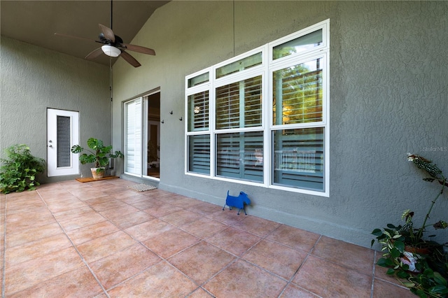 view of patio / terrace featuring ceiling fan