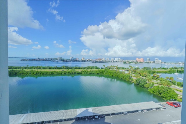 property view of water featuring a city view