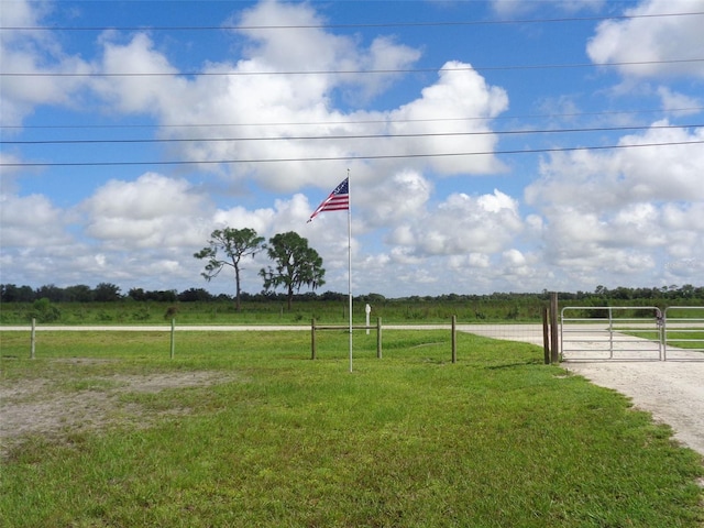 view of yard with a rural view