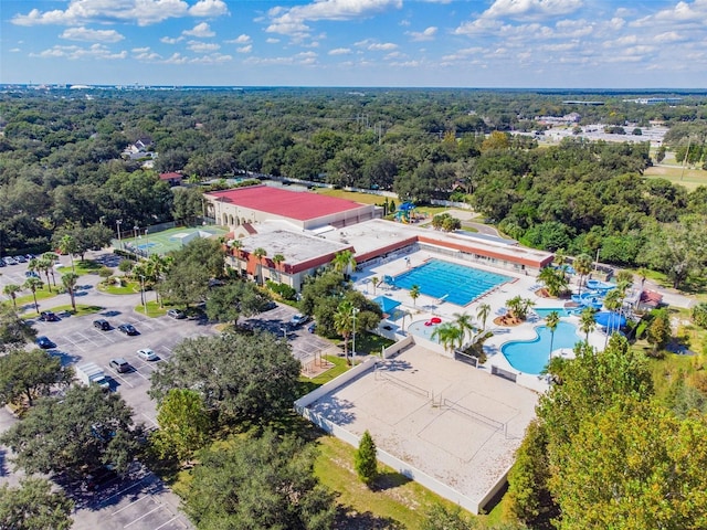 drone / aerial view with a forest view