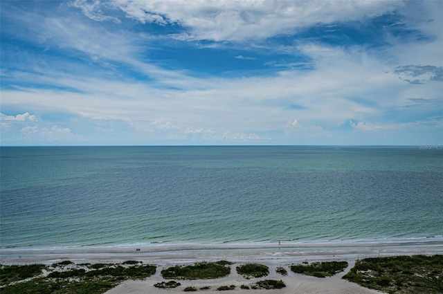 property view of water featuring a beach view