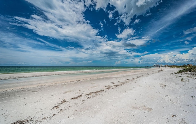 property view of water featuring a view of the beach