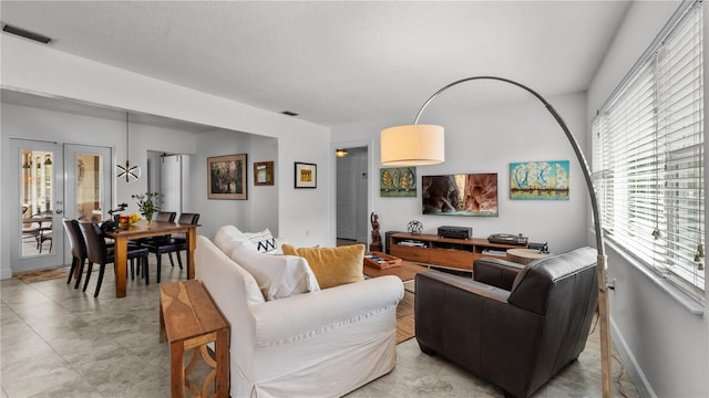 living room with french doors