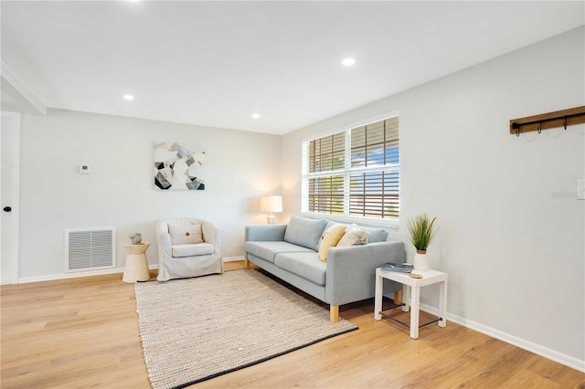 living room with light wood-type flooring