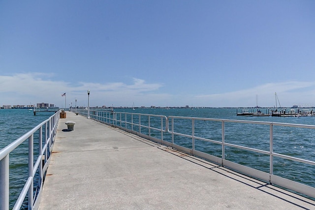 view of dock featuring a water view