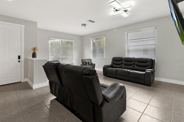 view of tiled living room