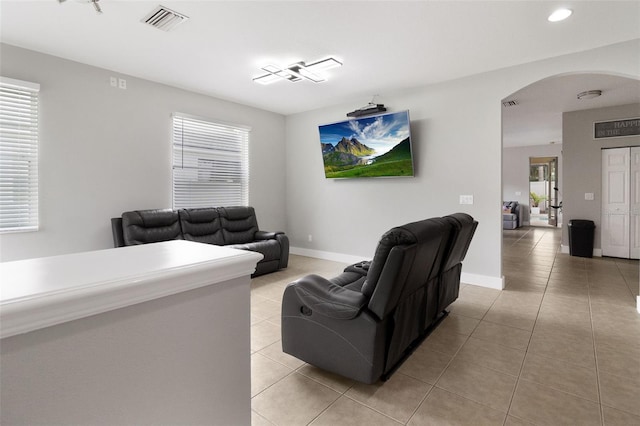 view of tiled living room