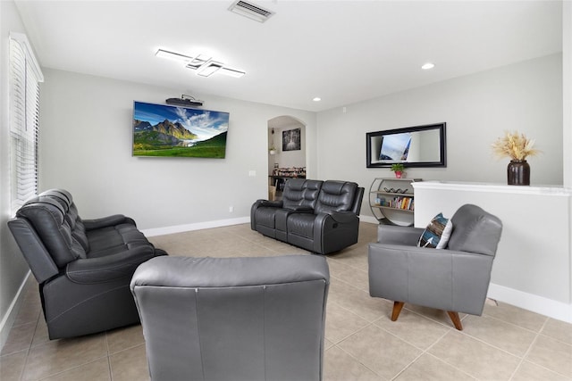 view of tiled living room