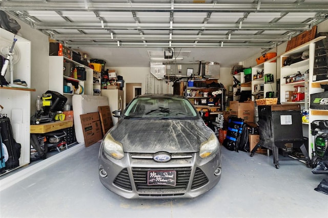 garage with a garage door opener