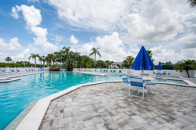 view of pool featuring a patio area