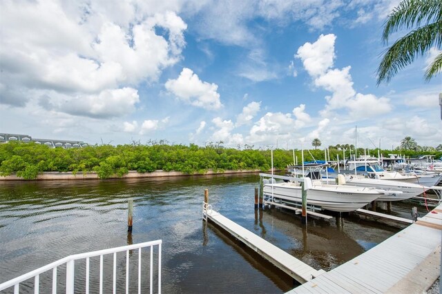 dock area featuring a water view