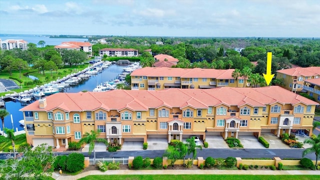 bird's eye view featuring a water view