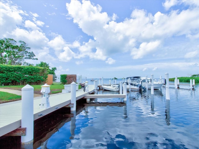 dock area featuring a water view