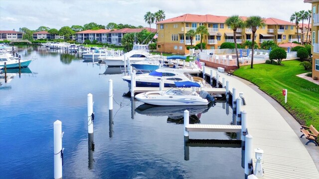 view of dock featuring a water view