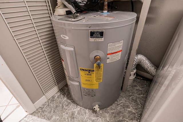 utility room featuring water heater